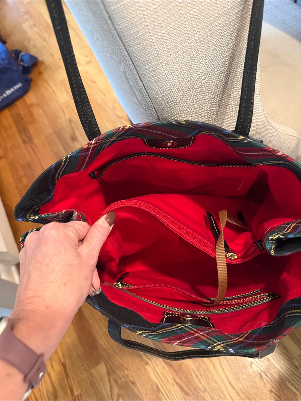 Dooney and Bourke black Victoria Tartan tote - Picture 7 of 8